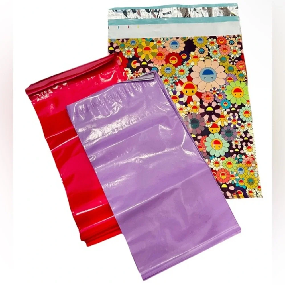 25 peice Polymailers set 10 pink 10 purple 5 flower
